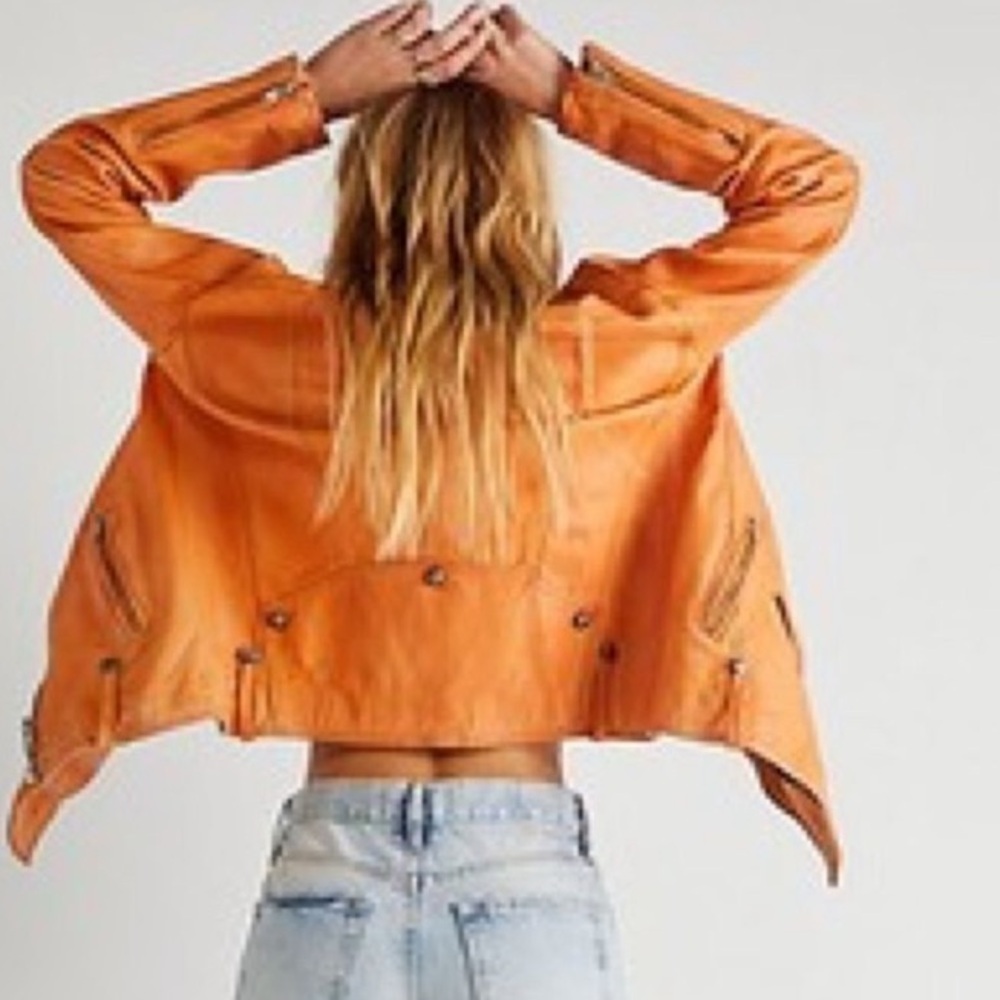 NWOT FREE PEOPLE Jealousy leather jacket biker jacket - Picture 2 of 9